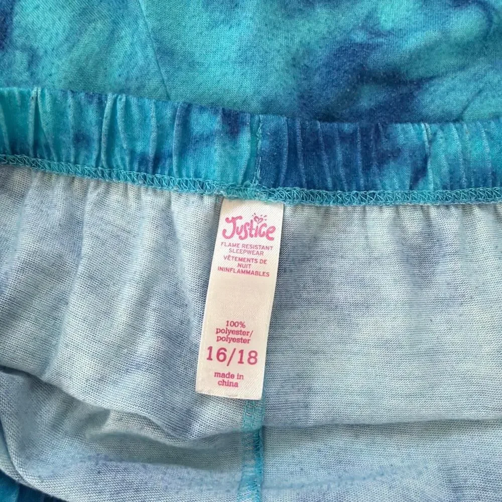Justice blue tie dye set with mermaid graphic and text